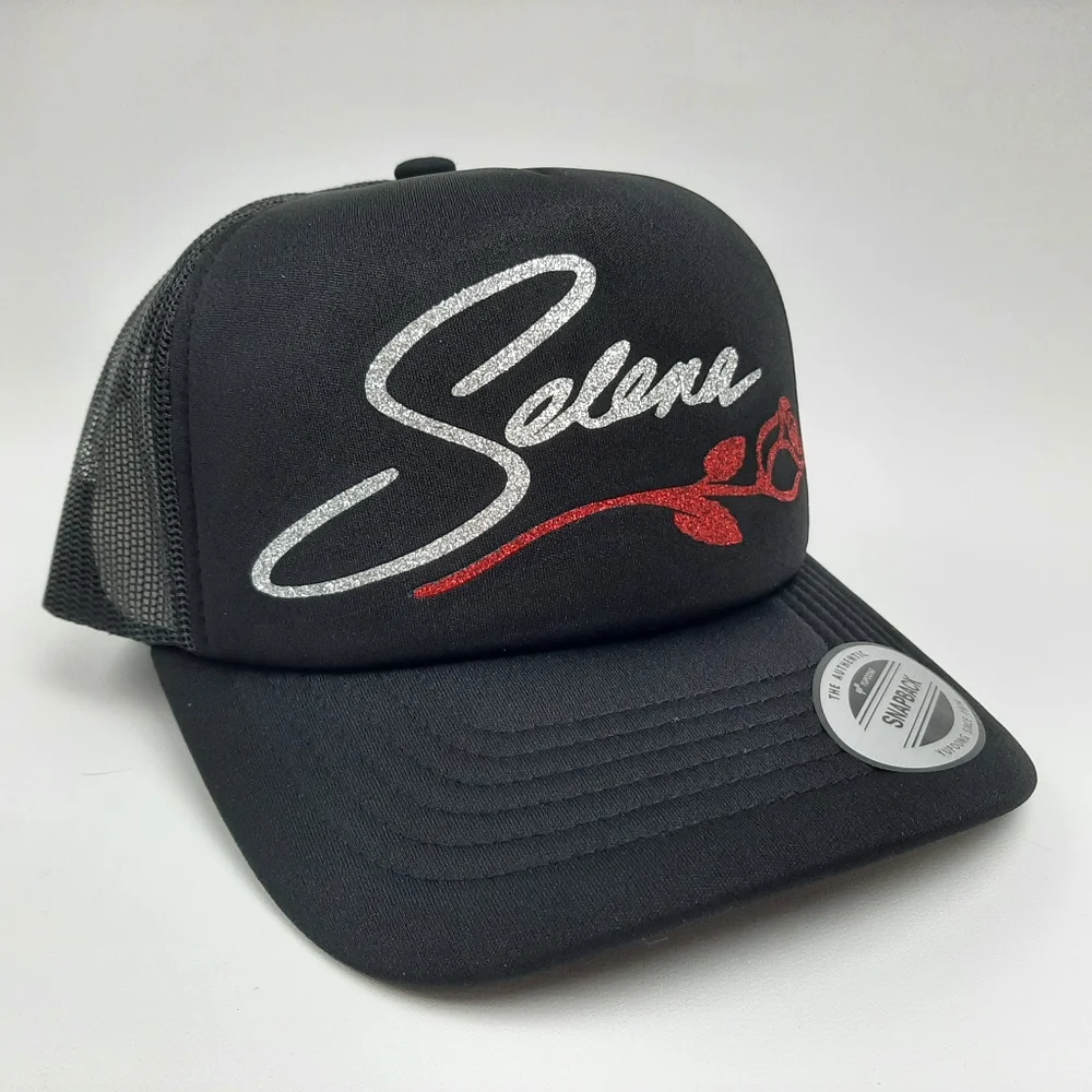 Selena Foam Trucker Mesh Snapback Hat Cap Black - Picture 3 of 4